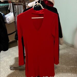 Express Red Long Sleeve Dress